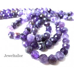 NEW! 1 Strand Of Premium Quality Round Faceted Amethyst Semi-Precious Gemstone Beads 8mm ~ For Fine Jewellery Making